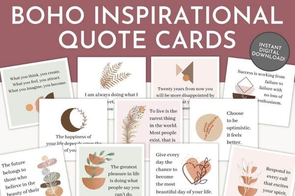 boho inspirational quote cards
