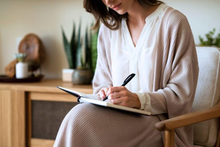 woman writing in a planner