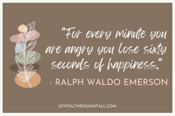 "For every minute you are angry you lose sixty seconds of happiness."  - Ralph Waldo Emerson