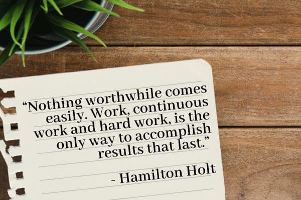 Nothing worthwhile comes easily. Work, continuous work and hard work, is the only way to accomplish results that last - Hamilton Holt