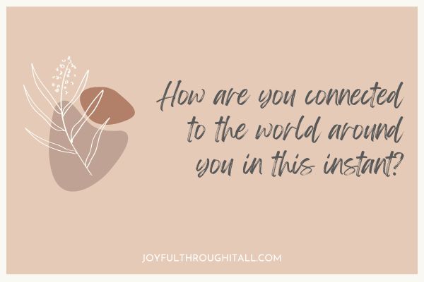 How are you connected to the world around you in this instant