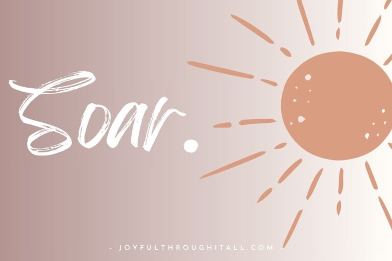 the word 'soar' next to a sun