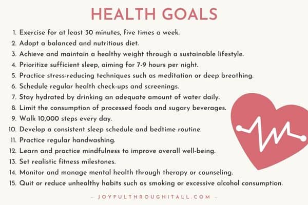 list of health goals