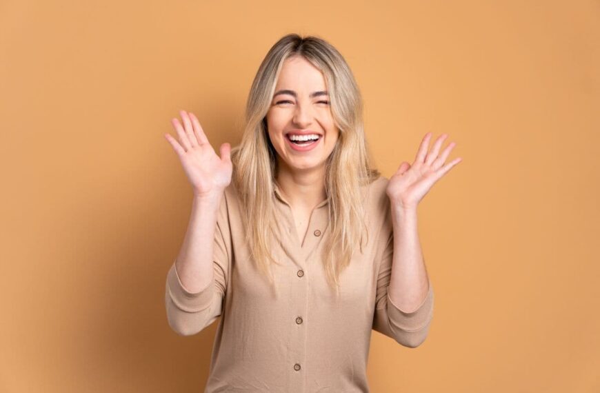 A woman laughing