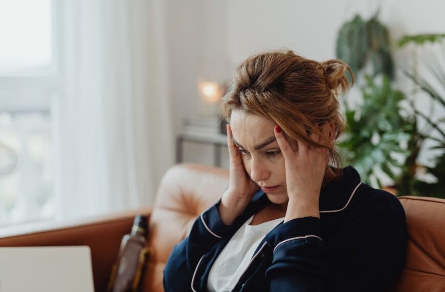 a woman looking stressed out