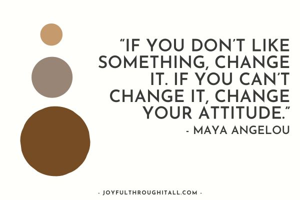 “If you don’t like something, change it. If you can’t change it, change your attitude.” - Maya Angelou