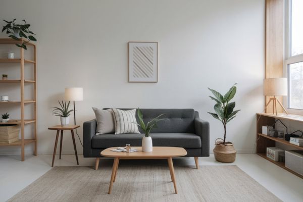 a decluttered living space